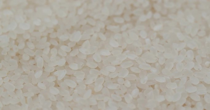 Stack of white rice close up