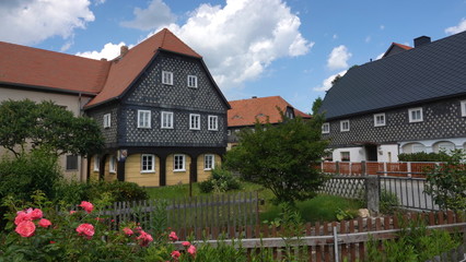 Fototapeta na wymiar Typical view of buildings in the Oberlausitz region of Germany