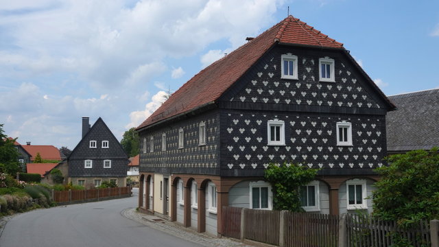 Typical architectural style called "Umgebindehaus"