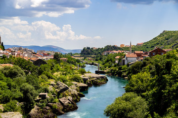 Fototapeta na wymiar A beatiful view to the city of Mostar