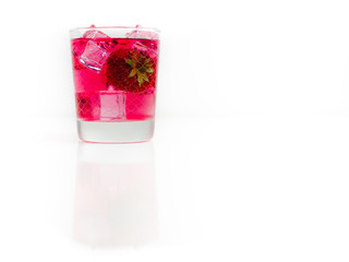 Goblet of homemade strawberry liqueur