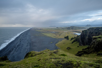 Fototapeta na wymiar Black sand beach landscape view, Iceland