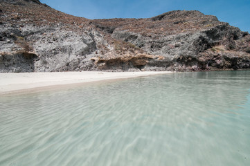 Beautiful cristal clear water of TECOLOTE BEACH by the sea of cortes in La Paz Baja California Sur State. MEXICO