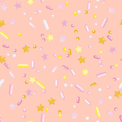 Sprinkle Cupcake Donut Topping. Seamless Pattern 