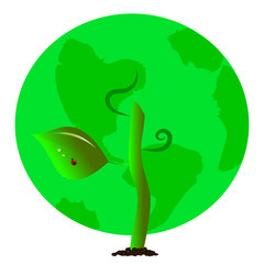 Green planet earth in the shape of a tree crown