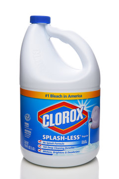 IRVINE, CALIFORNIA - APRIL 5, 2018: A Bottle of Clorox Bleach. Household bleach is a chemically combined oxidizing agent that is used to remove or lighten color.