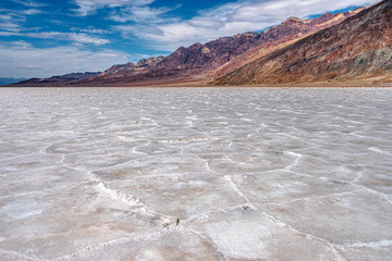 Salt flats in Badwater Basin, Death Valley, California. The lowest point in the continental United States.