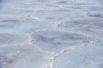 Salt flats in Badwater Basin, Death Valley, California. The lowest point in the continental United States.