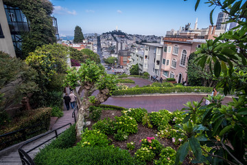 Fototapeta na wymiar Famous Lombard Street in San Francisco, California, USA