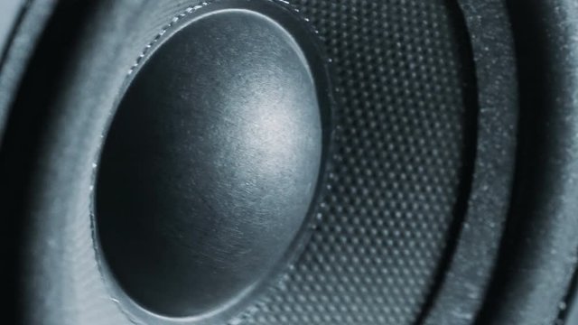 Close up of Bass speaker membrane vibration.
