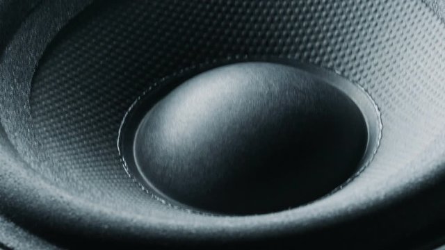 Close up of Bass speaker membrane vibration.