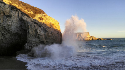 waves crashing on rocks Davenport California Santa Cruz county 