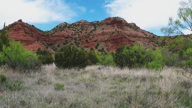 Grassy Valley Floor And Rocky Ridge- Caprock Canyon State Park