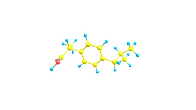 Ibuprofen molecule - medication of the nonsteroidal anti-inflammatory drug class