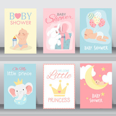Fototapeta na wymiar Happy Baby shower invitation card. vector illustration.