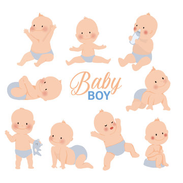 Cute baby or toddler boy. vector illustration