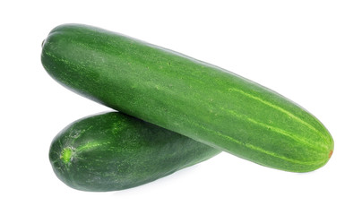 Fresh cucumbers isolated on white background