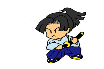 お侍さんChibi Japanese Samurai Character　on white background