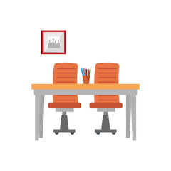 office work place scene icons