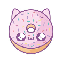 Fototapeta premium delicious donut with face cat kawaii style