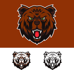 Angry Bear Head Mascot Logo