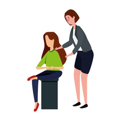 Fototapeta premium elegant businesswomen seated in benchs