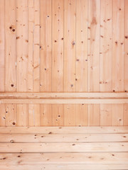 Pine wall of sauna room texture background