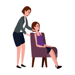 Obraz premium elegant businesswomen workers in the sofa