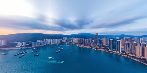 Panorama aerial view of Hong Kong landscape in  Tsuen Wan District