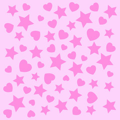 heart star abstract texture Pettern wallpaper design on pink background Vector illustration