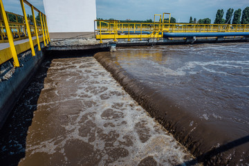 Modern wastewater treatment plant. Tanks for aeration and biological purification of sewage