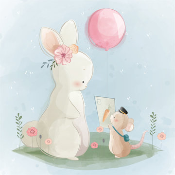 Cute Bunny Receives a Letter