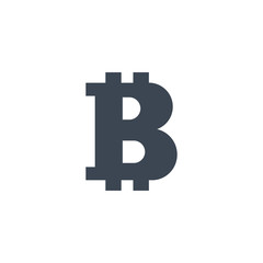 Bitcoin related vector glyph icon. Isolated on white background. Vector illustration.