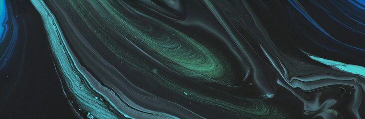 abstract marbleized effect background. Blue, mint and black creative colors