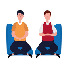 elegant businessmen workers in the sofa