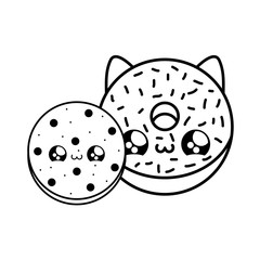 delicious fresh cookie with sweet donut kawaii style