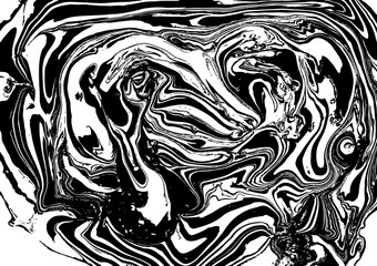Abstract vector marble background. Black and white ink marble texture.