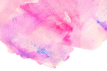 Pink watercolor texture background. The color splashing on the paper.