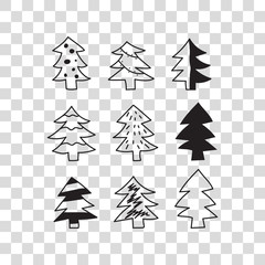 hand drawn christmas tree icons