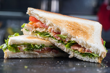 Fresh sandwich with shrimp and egg in Swedish style