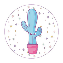 cactus tropical in pot plant kawaii style