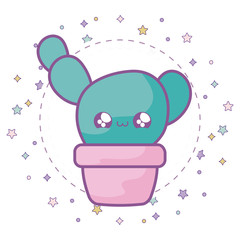 cactus tropical in pot plant kawaii style