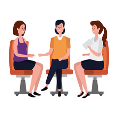 Obraz premium elegant businesswomen workers seated in office chairs