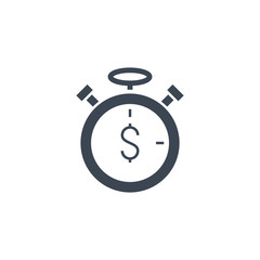 Time is money related vector glyph icon. Isolated on white background. Vector illustration.