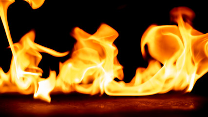 Fire on black background.