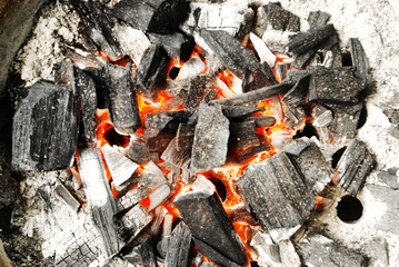 Ancient fire by using charcoal from wood.