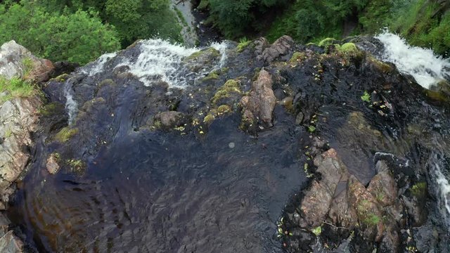 Top Down View over Waterfall in Wales