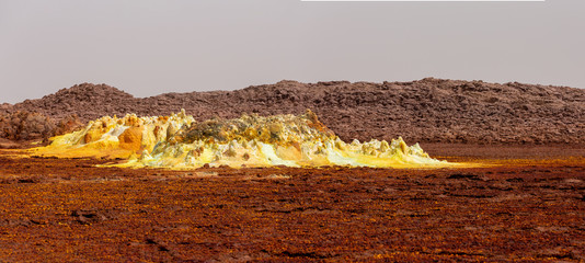 Beautiful small sulfur lakes Dallol, Ethiopia. Danakil Depression is the hottest place on Earth in...