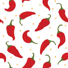 Red hot chilli on white background seamless pattern - 283293154