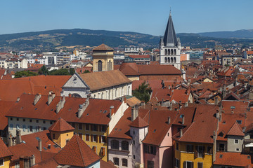Obraz premium View over houses roofs of Annecy medieval town, France